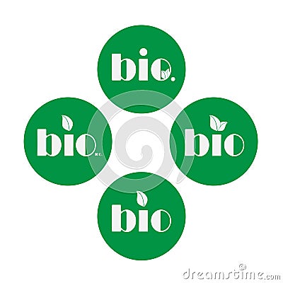 Bio Product, doodle organic leaves emblems, stickers, frames and logo Vector Illustration