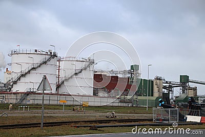 Bio refinery of Alco Energy in the Botlek harbor in the Port of Rotterdam Editorial Stock Photo