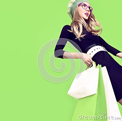 Bio shopping fashion girl Stock Photo