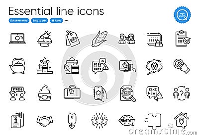 Bio shopping, Favorite app and Attached info line icons. For website, printing and application. Vector Vector Illustration
