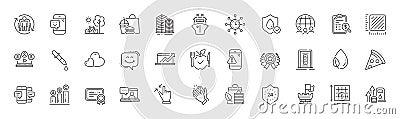 Bio shopping, Smile chat and Certificate line icons. For web app, printing. Line icons. Vector Vector Illustration