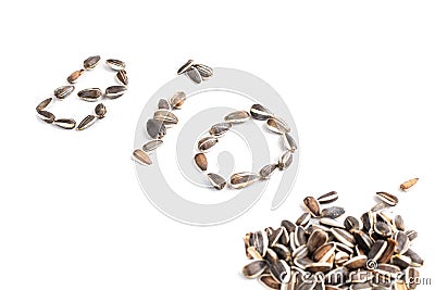 BIO sign in sunflower seed on white background Stock Photo