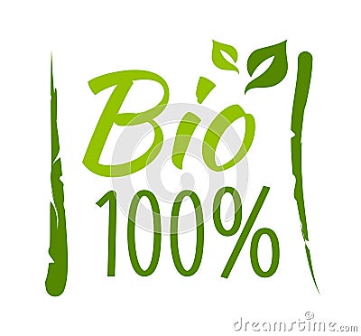 Bio 100% sticker Vector Illustration