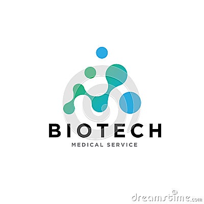 Bio tech molecule logo designs for dna medical service Vector Illustration