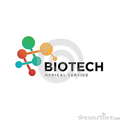 Bio tech molecule logo designs for dna medical service Vector Illustration