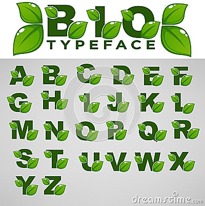 Bio Typeface For Your Eco And Organic Lettering Vector Illustration