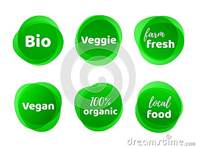 Bio veggie farm vegan organic food vector label Vector Illustration