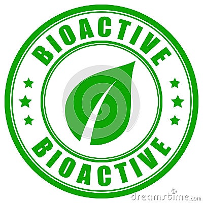 Bioactive product green circle label Vector Illustration