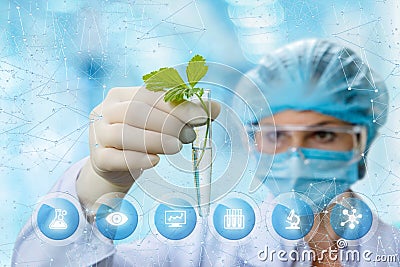 Biochemist looking at the sample. Stock Photo