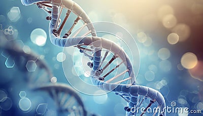 Biochemistry background concept with high tech dna molecule Stock Photo