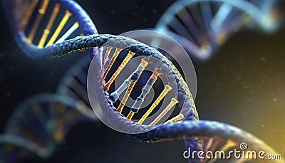 Biochemistry background concept with high tech dna molecule Stock Photo