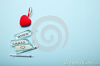 Biochemistry blood hormones, love and oxytocin. Copy space for text Stock Photo