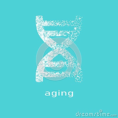 Concept of biochemistry with abstract dna symbol in distorted style. Aging text Vector Illustration