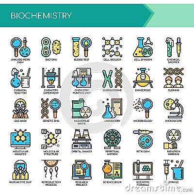 Biochemistry Elements , Pixel Perfect Icons Vector Illustration