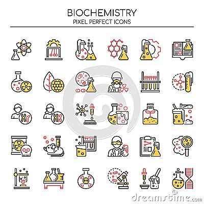 Biochemistry Elements , Thin Line and Pixel Perfect Icons Vector Illustration