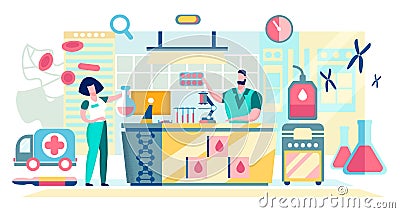 Biochemistry Genetic Engineering Medical Research. Vector Illustration