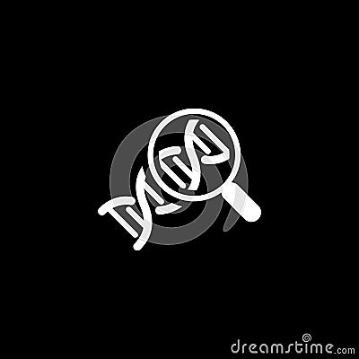 Biochemistry Icon. Magnifying glass with DNA symbol Stock Photo