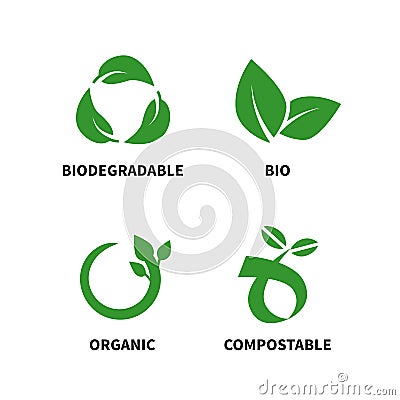 Biodegradable and compostable concept reduce reuse recycle vector illustration Vector Illustration