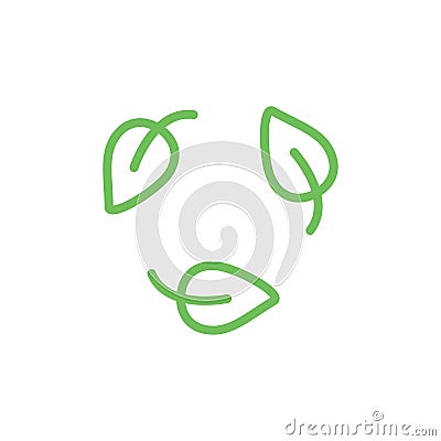 Biodegradable green icon. Recycle leaf symbol. Bio recycling degradable sign. Cartoon Illustration