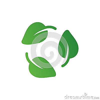 Biodegradable green icon. Recycle leaf symbol. Bio recycling degradable sign Cartoon Illustration