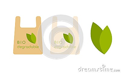 Biodegradable package. Logo, sign, emblem, signal, ecology concept. Vector Illustration