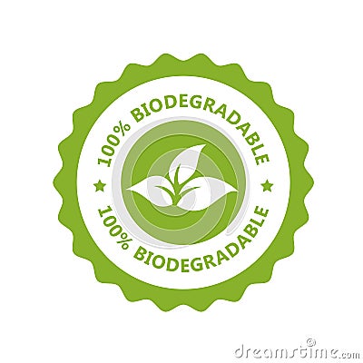 Biodegradable, plastic free icon - compostable product label Vector Illustration