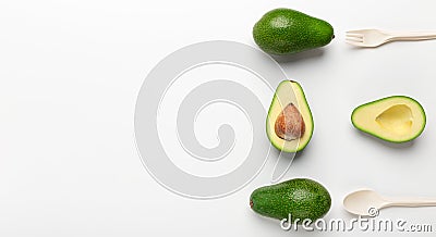 Biodegradable single use cutlery of avocado seeds Stock Photo