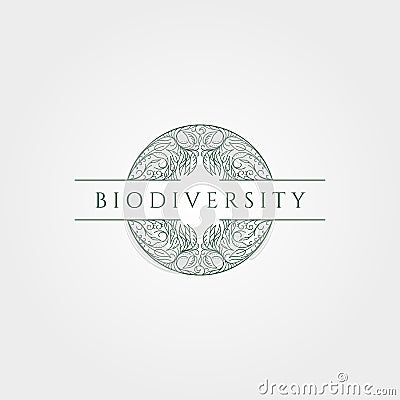 Biodiversity nature line icon logo vector minimal illustration design Vector Illustration