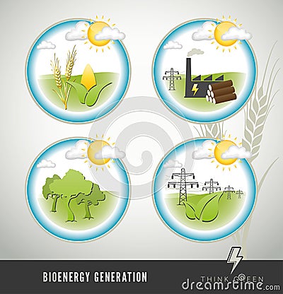 Bioenergy and power generation icons Stock Photo