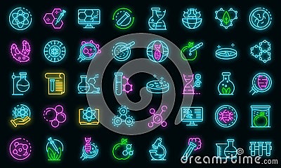 Bioengineer icons set vector neon Vector Illustration