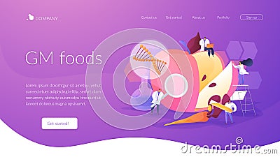 Genetically modified foods landing page concept Vector Illustration