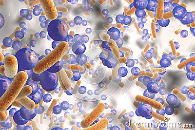 Biofilm of antibiotic resistant bacteria Cartoon Illustration