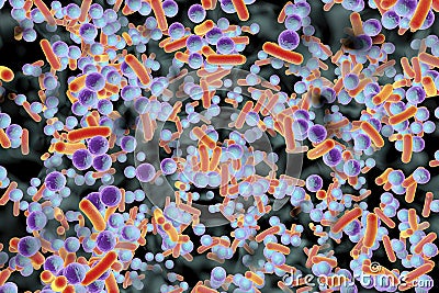 Biofilm of antibiotic resistant bacteria Cartoon Illustration