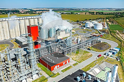 Biofuel factory aerial view Stock Photo