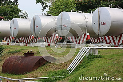 Biofuel Plant Rapeseed Oil Extraction And Processing Plant Refinery and storage tanks for gas Editorial Stock Photo