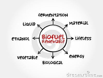 Biofuel renewable - derived entirely from plant-based organic materials, mind map concept for presentations and reports Stock Photo