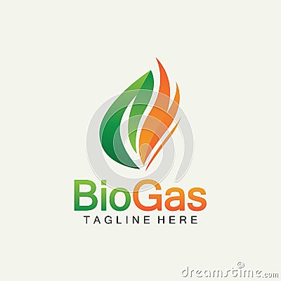 Biogas logo. Oil and gas logo. Biogas logo energy with Fire and leaf elements Vector Illustration