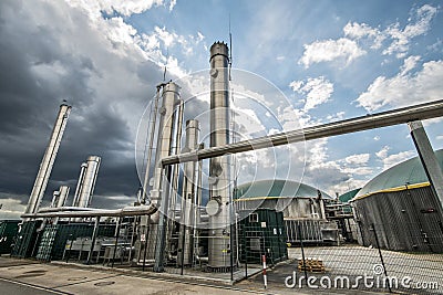 Biogas plant with dramatic sky Stock Photo