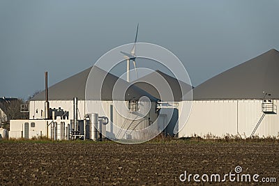 Biogas plant with grey roof Stock Photo