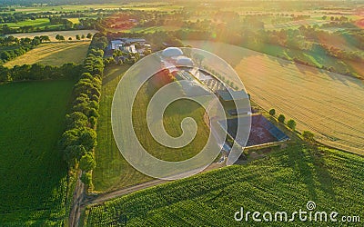 Biogas plant for power generation and energy Stock Photo