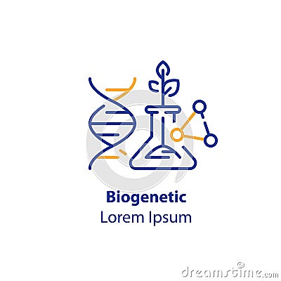 Biogenetic concept, science education, glass tube bio sample growth, DNA research Vector Illustration