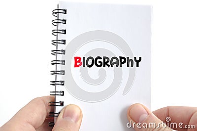 Biography text concept Stock Photo