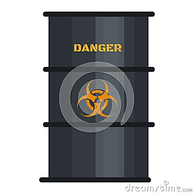 Biohazard black barrel icon, flat style Vector Illustration