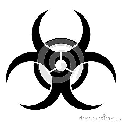 Biohazard caution sign. Symbol of hazard caused by biological microorganism, virus or toxin. Simple flat vector Vector Illustration