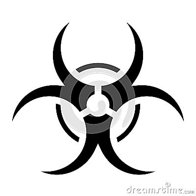 Biohazard caution sign. Symbol of hazard caused by biological microorganism, virus or toxin. Simple flat vector Vector Illustration