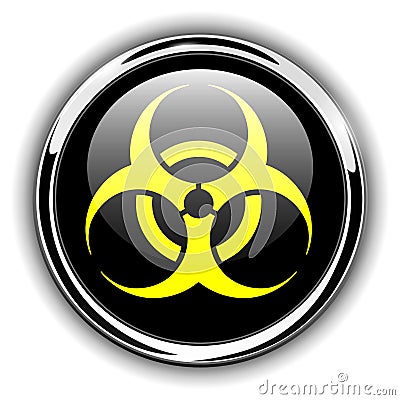 Biohazard, danger sign button Vector Illustration
