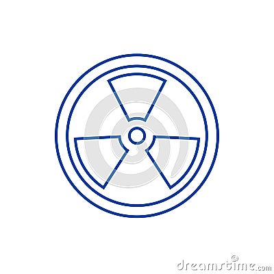 Biohazard,dangerous radiation line icon concept. Biohazard,dangerous radiation flat vector symbol, sign, outline Vector Illustration