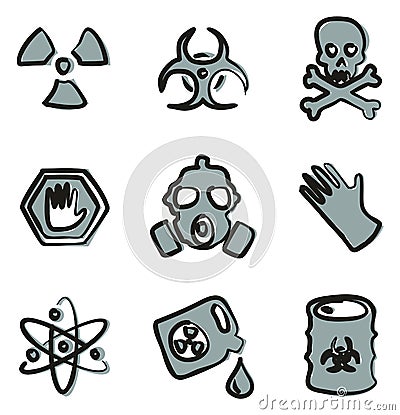 Biohazard Icons Freehand 2 Color Vector Illustration