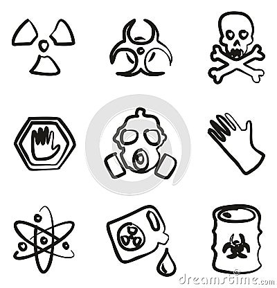 Biohazard Icons Freehand Vector Illustration