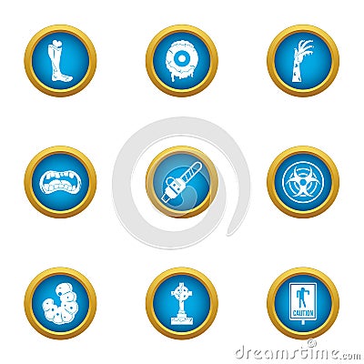 Biohazard icons set, flat style Vector Illustration